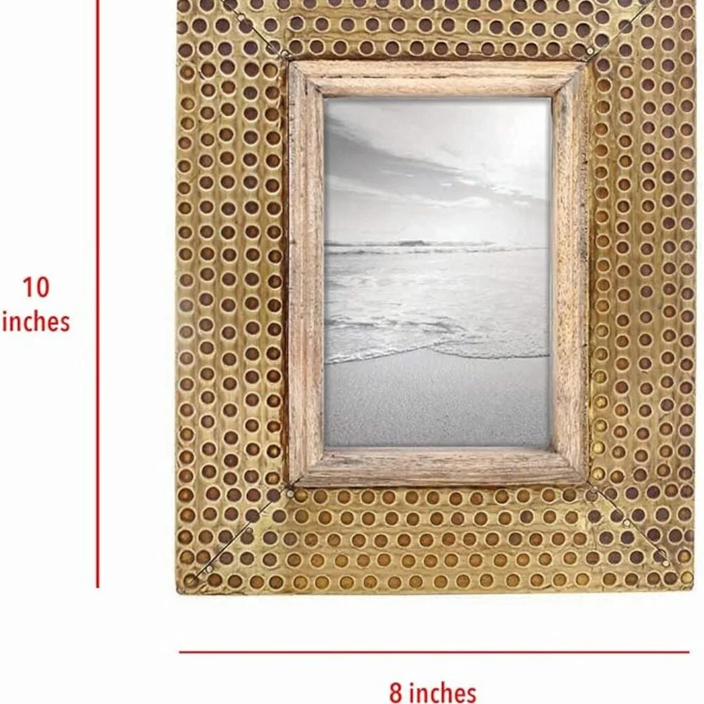 Foreside 4 x 6 Hammered Brass Photo Frame/NWT